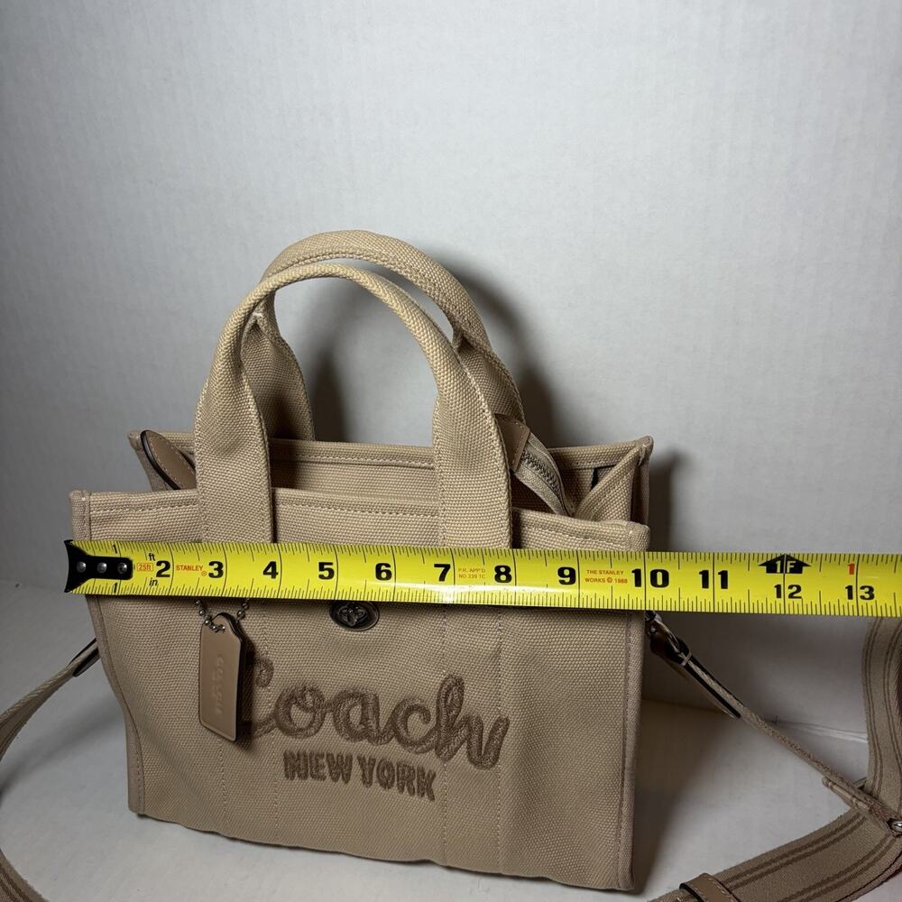COACH Cargo Canvas Tote Crossbody Bag Silver/Natural Beige - Picture 3 of 8